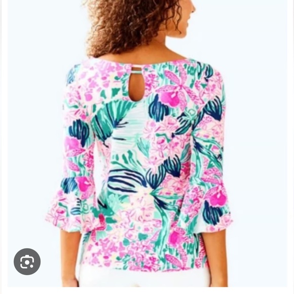 Lilly Pulitzer Womens Size Large Multi Color 3/4 Sleeve Top - Picture 2 of 9